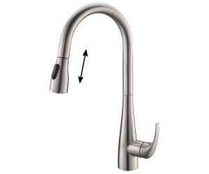 Смеситель BelBagno BB-LAM28-IN для кухонной мойки, с выдвижным изливом, двухрежимный, нержавеющая сталь, сатин