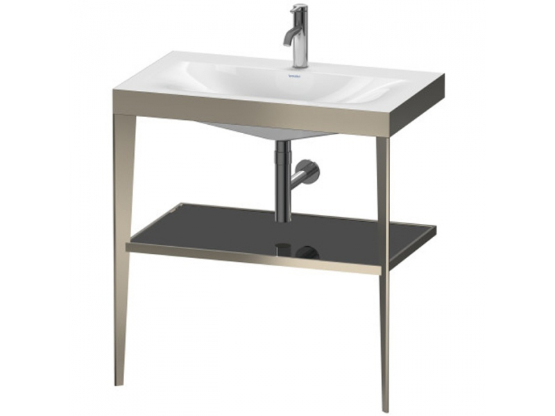 Купить Консоль напольная Duravit XViu XV4715OB140 80 x 48 x 85 см с полкой, с раковиной без перелива, 1 отв., champagne matt/black high gloss lacquer