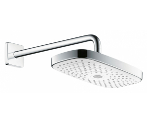 Верхний душ Hansgrohe Select 27385400, 30х16 см, 2 режима струи, с держателем, белый/хром