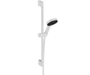 Душевой гарнитур Hansgrohe Pulsify Select, лейка Relaxation 3 режима, белый матовый, диск черный, 24160700