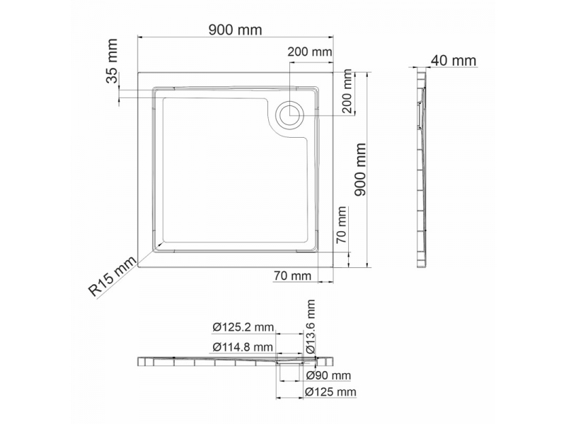 Купить Душевой поддон WasserKRAFT Salm 27T, 90 х 90 см, белый, 27T03