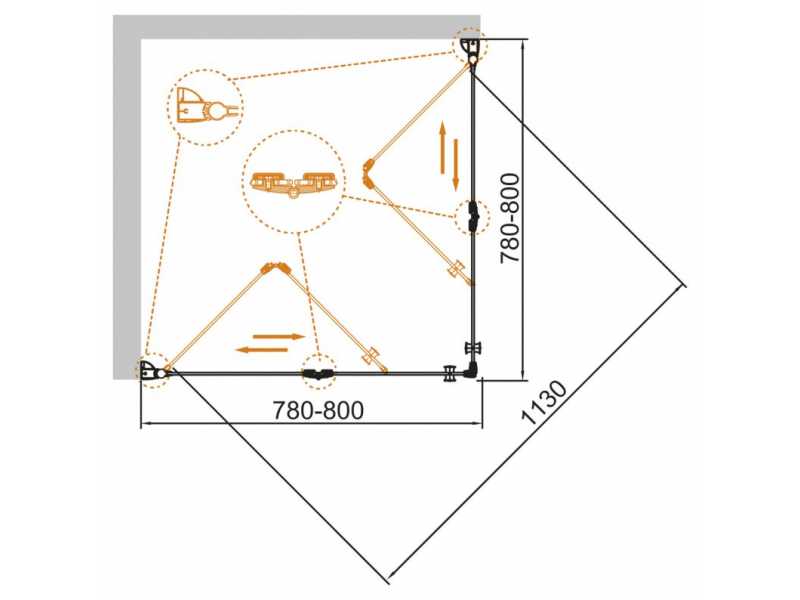 Купить Душевой уголок Cezares Eco-O-AS-2-80-C-Cr 80 x 80 x 195 см без поддона