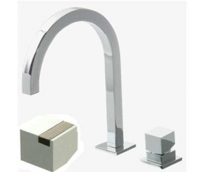 Смеситель Bandini Ice Cube 750720SN01LR для раковины, матовый никель/ручка белый дуб