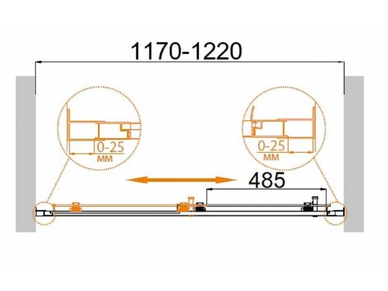 Купить Душевая дверь в нишу Cezares Molveno MOLVENO-BF-1-120-C/P-Cr-IV, 120 х 190 см, стекло прозрачное/матовое, цвет профиля хром