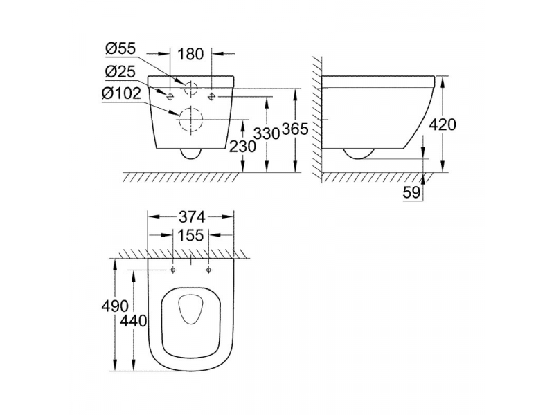 Купить Подвесной унитаз Grohe Euro Ceramic 39206000, безободковый