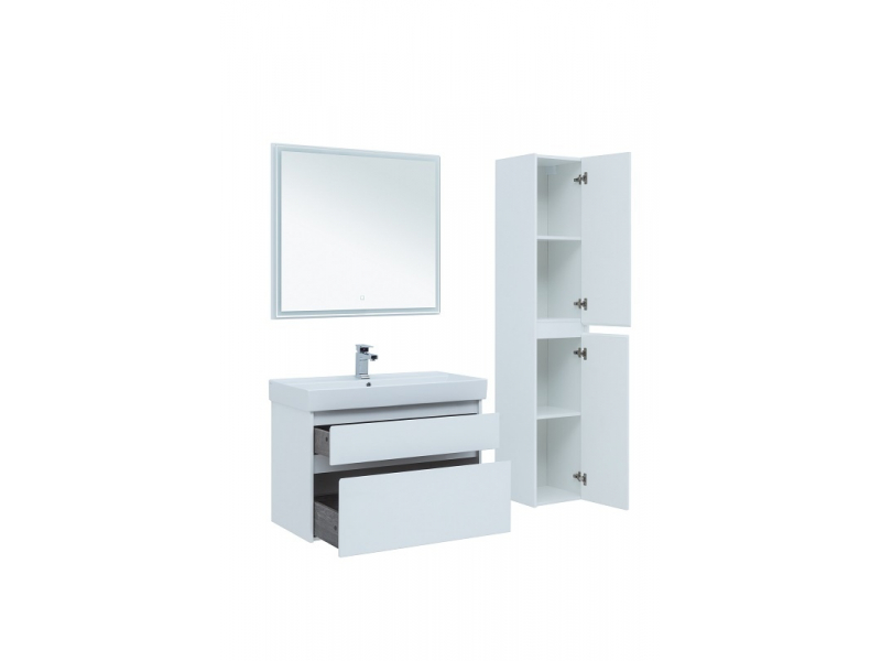 Купить Тумба под раковину Aquanet Nova Lite 90, 2 ящика, белый глянец (242268)