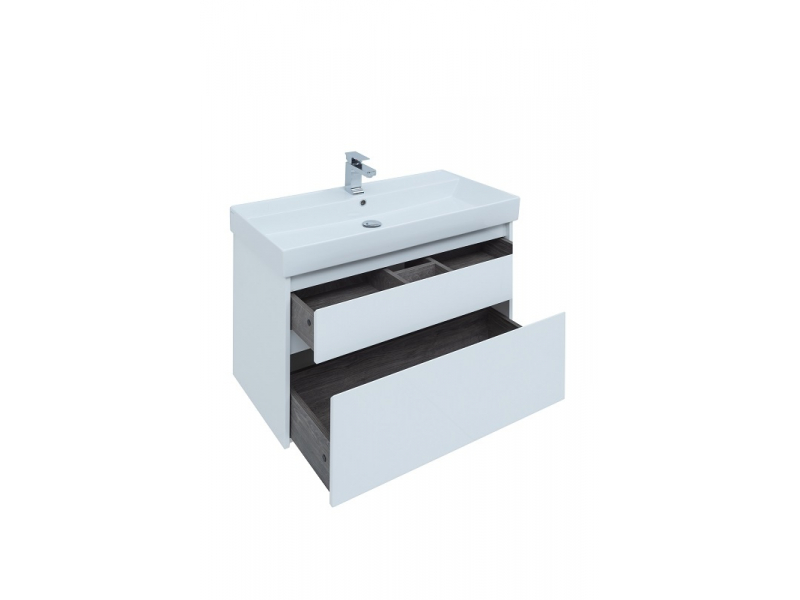 Купить Тумба под раковину Aquanet Nova Lite 90, 2 ящика, белый глянец (242268)