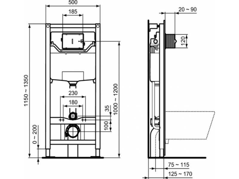 Купить Инсталляция Ideal Standard Prosys R020467 для унитаза