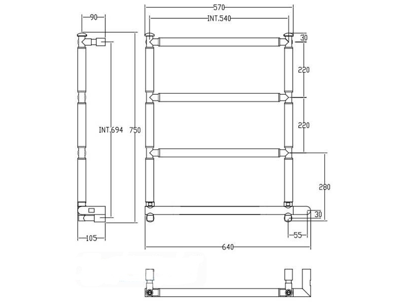 Купить Полотенцесушитель электрический Margaroli Sole 2-542 BOX 2-542СRN, высота 75 см, ширина 64 см