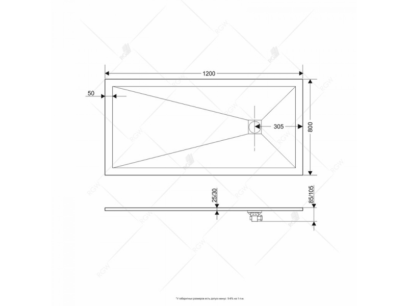 Купить Душевой поддон RGW ST-0128W 16152812-01 80 x 120 см, прямоугольный, цвет белый, из искусственного камня