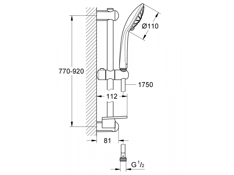 Купить Душевой гарнитур Grohe Euphoria Massage 27226001, 90 см, шланг 175 см, Ø115 мм