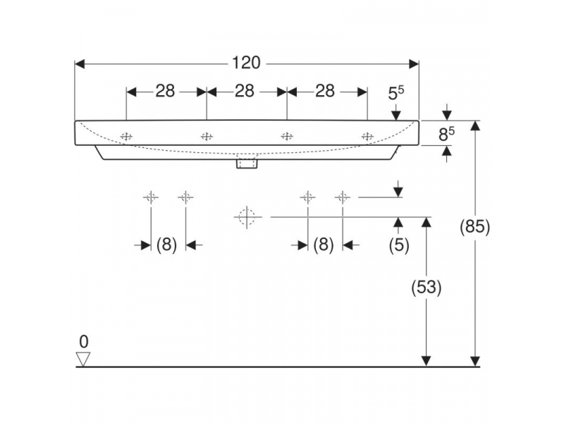 Купить Раковина Geberit Smyle Square 500.253.01.1, 120 х 48 см, белая