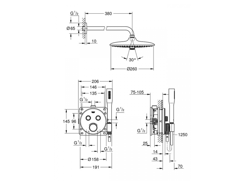 Купить Душевой комплект Grohe Grohtherm SmartControl 34744000, хром