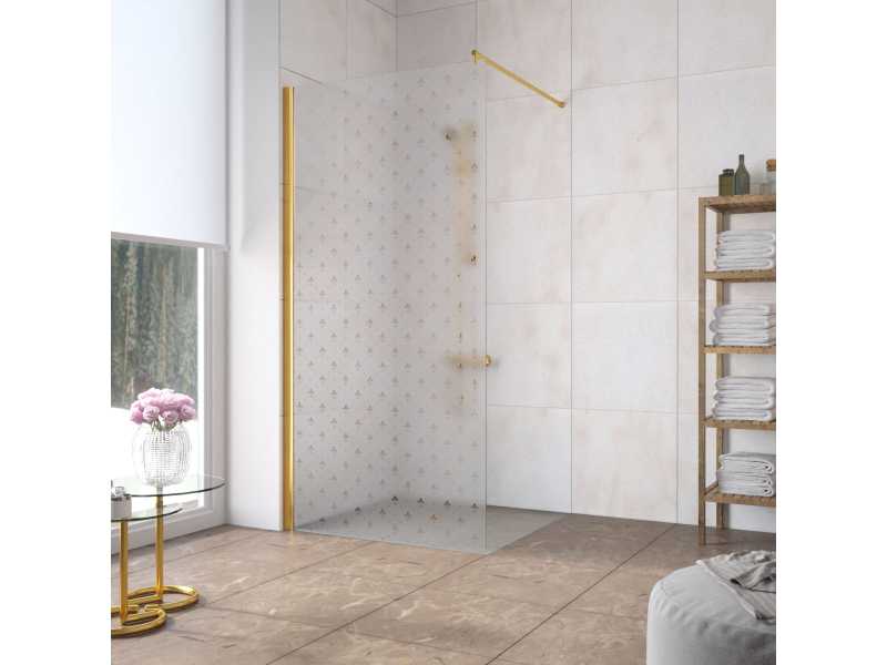 Купить Неподвижная стенка Vegas Glass EAF Lux 86 09 R05, профиль - золото, стекло – флер-де-лис, 86*199,5 см