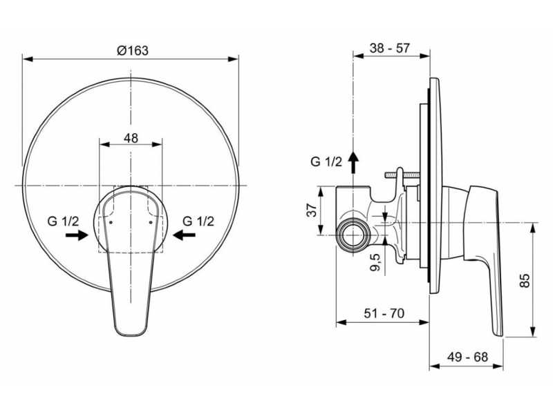 Купить Смеситель Ideal Standard Cerafine Model O встраиваемый для душа, хром, A7192AA
