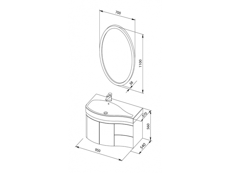 Купить Тумба под раковину Aquanet Сопрано 2-95 L (2 дверцы, 2 ящика) 00169631, левая, цвет белый