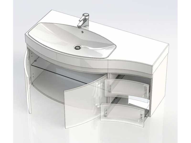 Купить Тумба под раковину Aquanet Сопрано 2-95 L (2 дверцы, 2 ящика) 00169631, левая, цвет белый