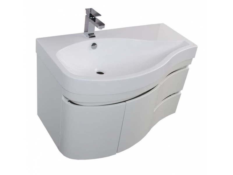 Купить Тумба под раковину Aquanet Сопрано 2-95 L (2 дверцы, 2 ящика) 00169631, левая, цвет белый