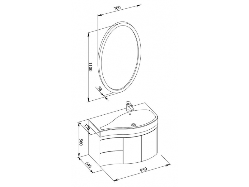 Купить Тумба под раковину Aquanet Сопрано 2-95 L (2 дверцы, 2 ящика) 00169631, левая, цвет белый