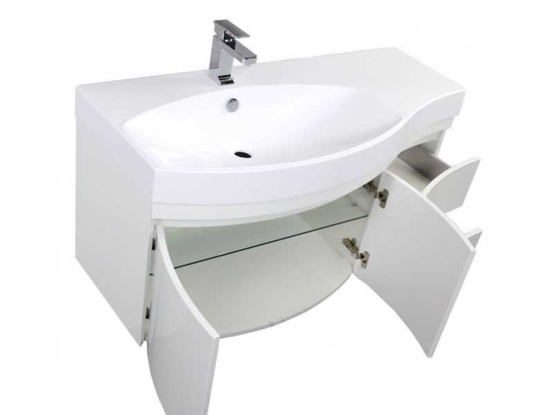 Купить Тумба под раковину Aquanet Сопрано 2-95 L (2 дверцы, 2 ящика) 00169631, левая, цвет белый