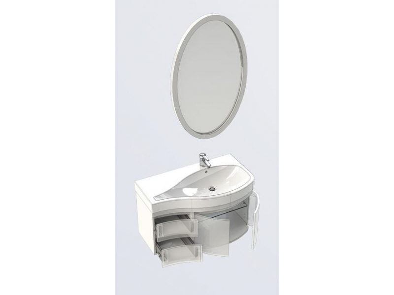 Купить Тумба под раковину Aquanet Сопрано 2-95 L (2 дверцы, 2 ящика) 00169631, левая, цвет белый