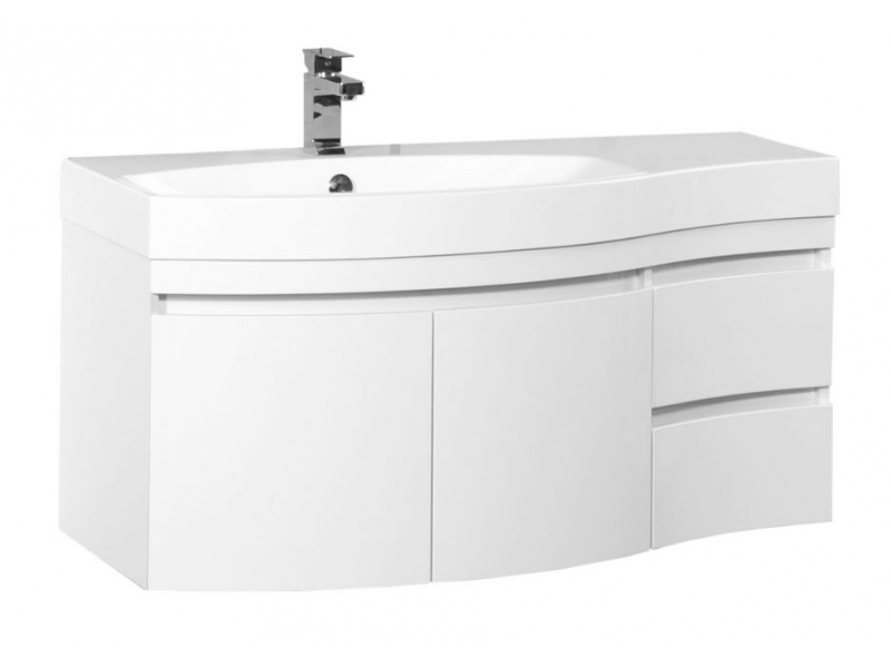 Купить Тумба под раковину Aquanet Сопрано 2-95 L (2 дверцы, 2 ящика) 00169631, левая, цвет белый