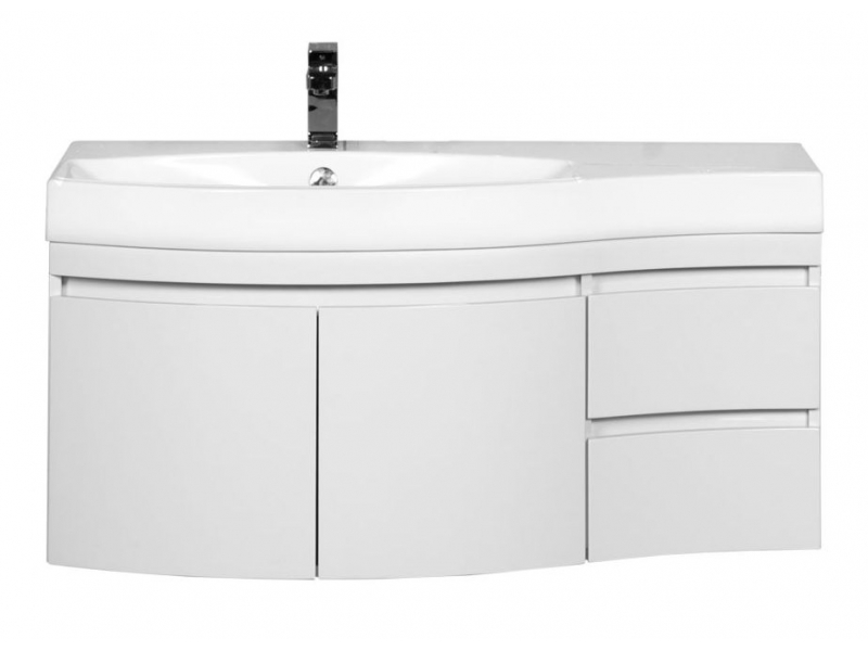 Купить Тумба под раковину Aquanet Сопрано 2-95 L (2 дверцы, 2 ящика) 00169631, левая, цвет белый