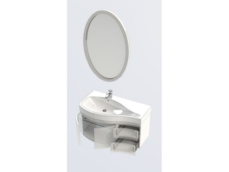 Купить Тумба под раковину Aquanet Сопрано 2-95 L (2 дверцы, 2 ящика) 00169631, левая, цвет белый