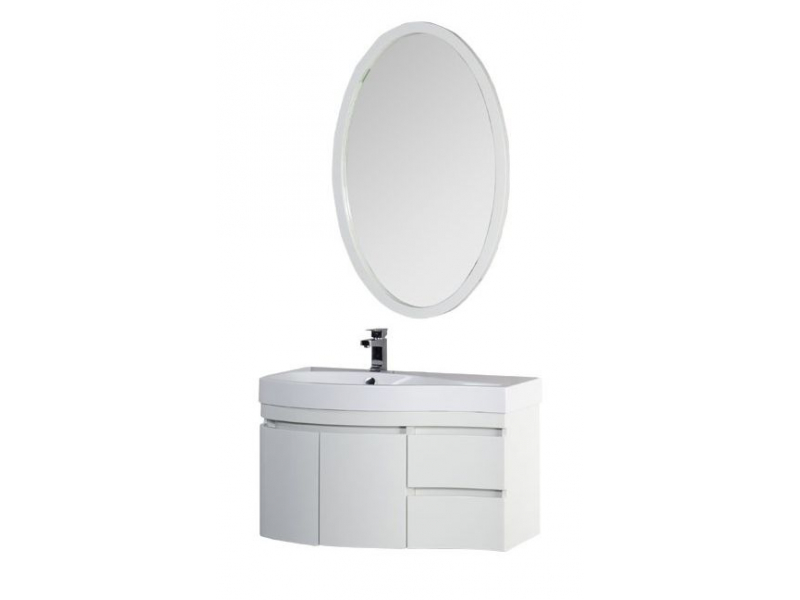 Купить Тумба под раковину Aquanet Сопрано 2-95 L (2 дверцы, 2 ящика) 00169631, левая, цвет белый
