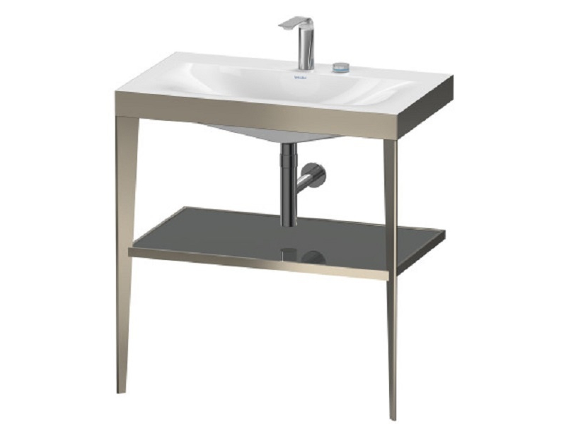 Купить Консоль напольная Duravit XViu XV4715EB189 80 x 48 x 85 см с полкой, с раковиной без перелива, 2 отв., champagne matt/flannel grey high gloss lacquer