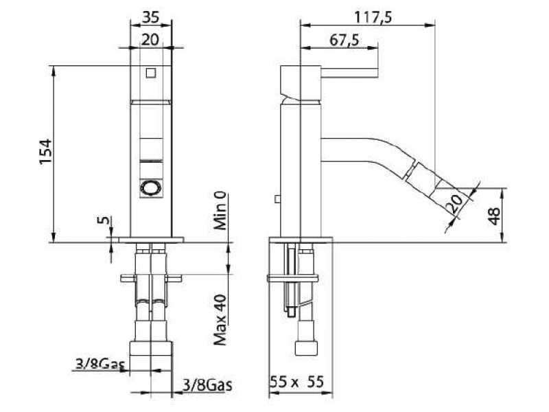Купить Смеситель Bandini Ice Cube 752120PN02LW для биде, никель/ручка венге