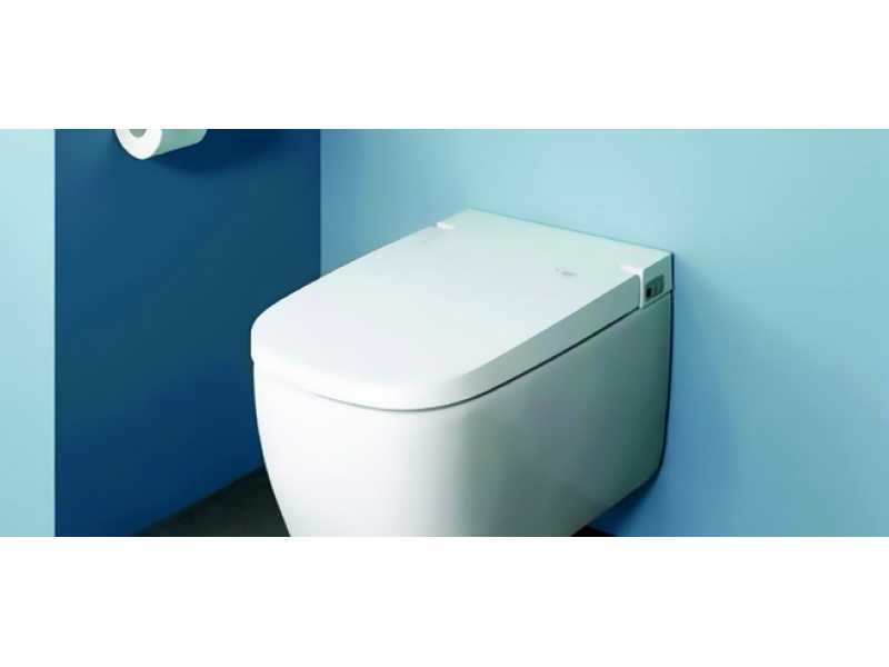 Купить Подвесной унитаз VitrA V-Care Comfort 5674B003-6194, с системой дозирования моющих и дезодорирующих средств, крышка микролифт, с биде, с функцией автоматической крышки