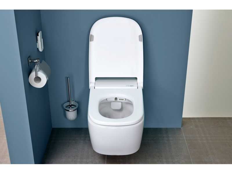 Купить Подвесной унитаз VitrA V-Care Comfort 5674B003-6194, с системой дозирования моющих и дезодорирующих средств, крышка микролифт, с биде, с функцией автоматической крышки
