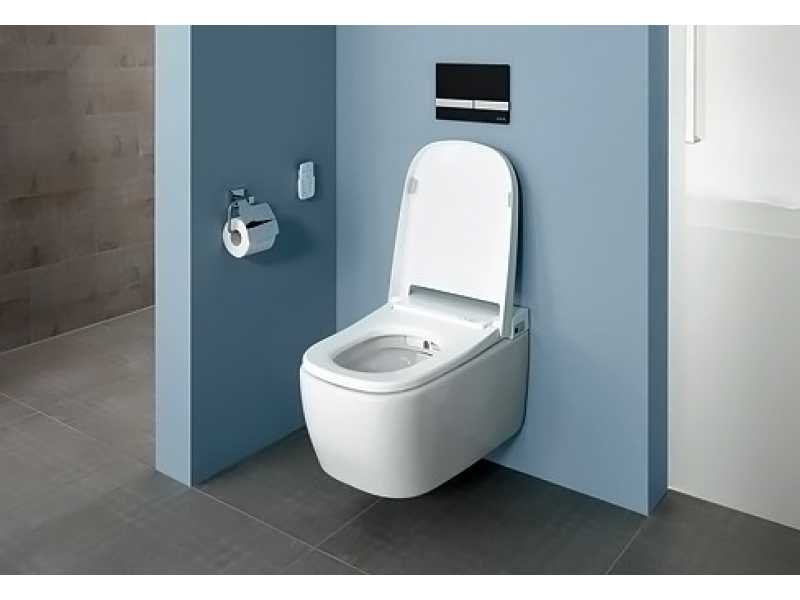 Купить Подвесной унитаз VitrA V-Care Comfort 5674B003-6194, с системой дозирования моющих и дезодорирующих средств, крышка микролифт, с биде, с функцией автоматической крышки