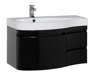 Тумба под раковину Aquanet Сопрано 1-95 L (3 ящика) 00169662, левая, цвет черный