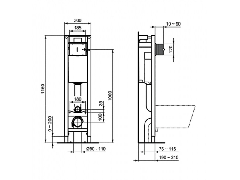 Купить Инсталляция Ideal Standard ProSys Eco Frame M W440101 с унитазом Tempo T331101, сиденье микролифт Tempo T679401, комплект
