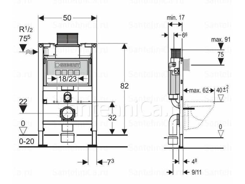 Купить Инсталляция Geberit Duofix UP200 111.240.00.1 для унитаза, с фронтальным или горизонтальным управлением, 82 см