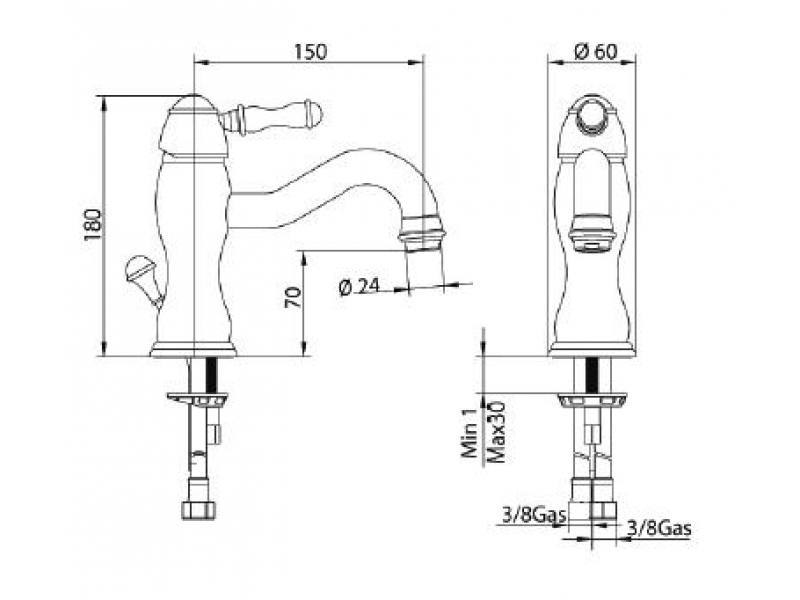 Купить Смеситель Bandini Antico 852820ZZ00 для биде, цирконий/ручка Swarowski Antico