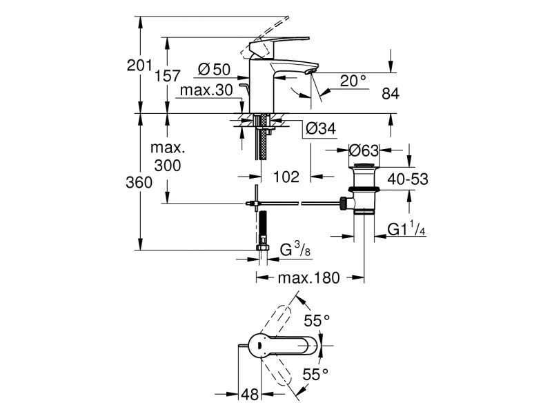 Купить Смеситель Grohe Eurostyle Cosmopolitan 33552002 для раковины