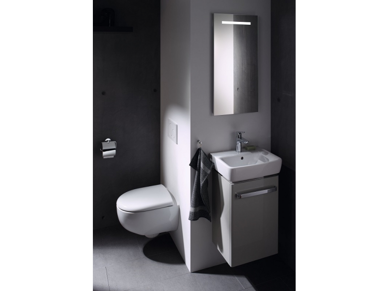 Купить Тумба под раковину Geberit Renova Compact, 40 см, цвет светло-серый глянцевый, 862046000