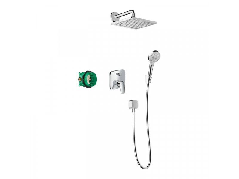 Купить Душевая система скрытого монтажа Hansgrohe Crometta E 240 1jet с однорычажным смесителем, хром, 27957000