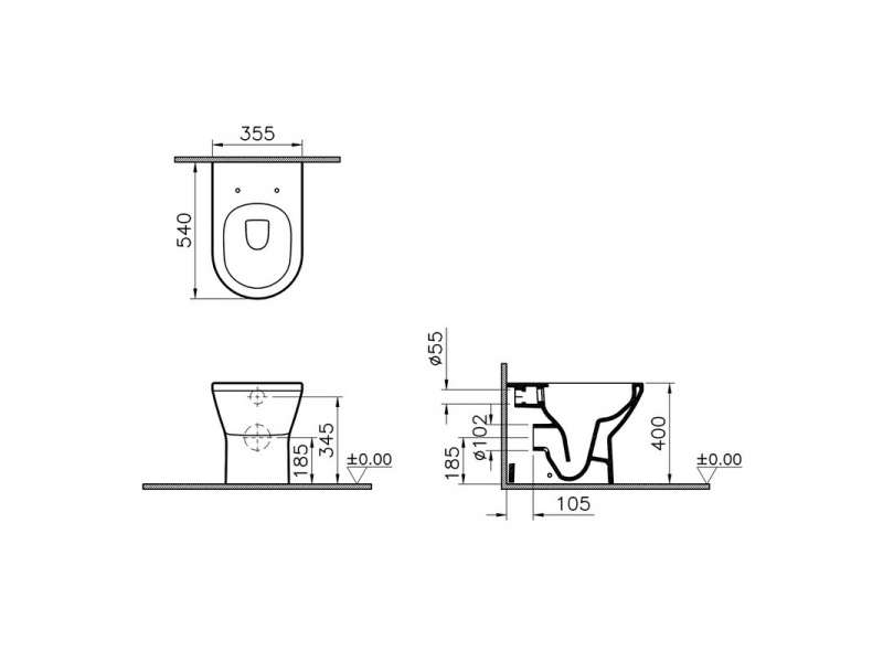 Купить Инсталляция Vitra с унитазом Vitra Allegro 9856B003-7202, сиденье микролифт, клавиша хром, комплект