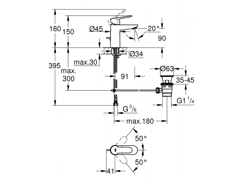 Купить Смеситель Grohe BauEdge 23328000 для раковины