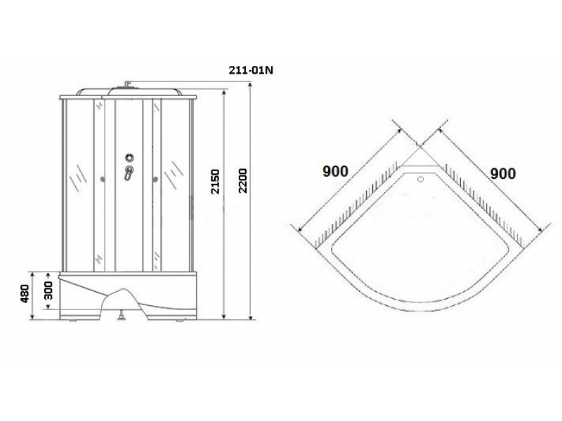 Купить Душевая кабина Niagara NG-211-01N, 90 x 90 см