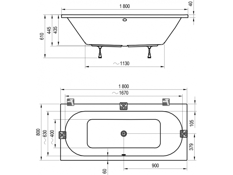 Купить Акриловая ванна Ravak City Slim, 180 х 80 см, белая, C921300000