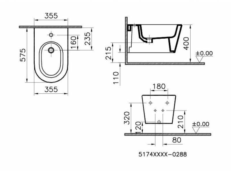 Купить Биде Vitra Nest 5174B003-0288 подвесное