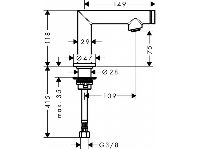 Купить Кран для раковины Axor Uno 45130820 с кнопкой Select, шлифованный никель