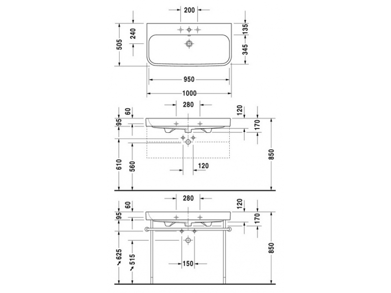 Купить Раковина Duravit Happy D. 2 2318100000, 100 см