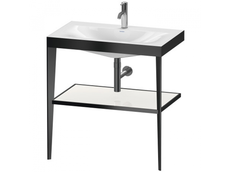 Купить Консоль напольная Duravit XViu XV4715OB285 80 x 48 x 85 см с полкой, с раковиной без перелива, 1 отв., black matt/white high gloss lacquer