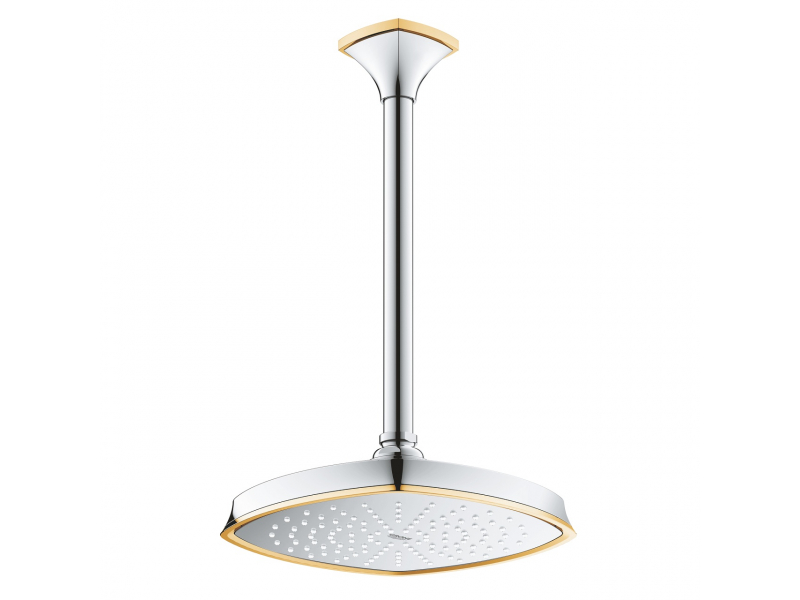 Купить Верхний душ Grohe Rainshower Grandera 27974IG0, 22,1х22,1 см, 1 режим струи, без держателя, хром/золото